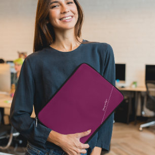 Elegant Wine Red with Name Laptop Sleeve
