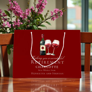 Elegant Wine Retirement Text Design Large Gift Bag