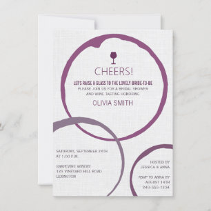 Elegant Wine Stain Rings Bridal Shower Invitations