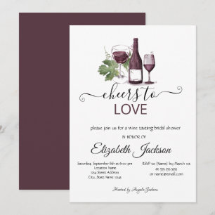 Elegant Wine Tasting Burgundy Bridal Shower  Invitation
