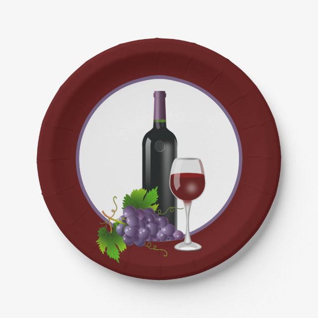 Elegant wine tasting party paper plate (Front)