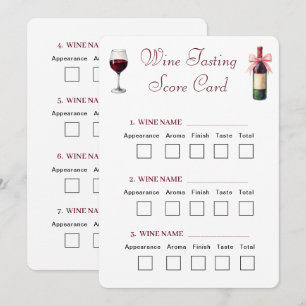 Elegant Wine Tasting Score Card
