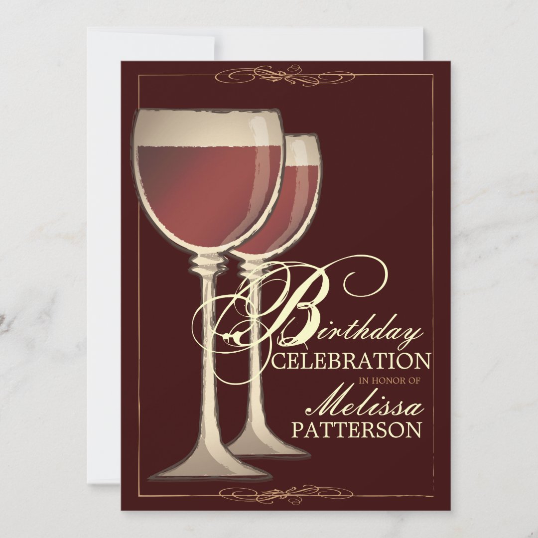 Elegant Wine Themed Birthday Party Invitation | Zazzle