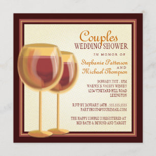 Elegant Wine Themed Couples Wedding Shower Invitation