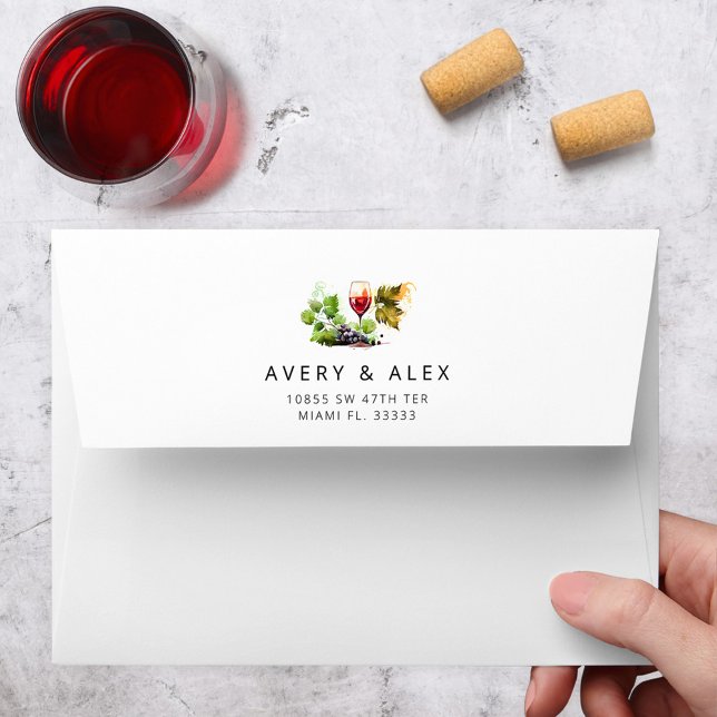 Elegant Wine Themed Watercolor Vineyard Envelope (Creator Uploaded)