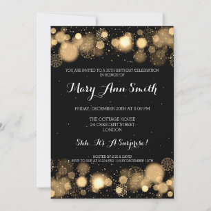 Elegant Winter 30th Birthday Party Gold Invitation