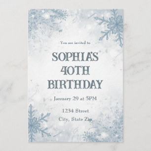 Elegant Winter 40th Birthday Invitation – Frosted