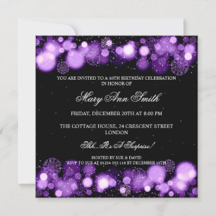 Elegant Winter 50th Birthday Party Purple Invitation