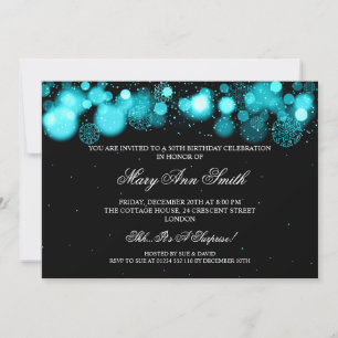 Elegant Winter 50th Birthday Party Turquoise Invitation