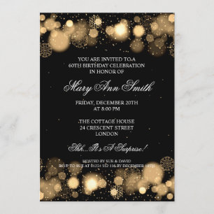 Elegant Winter 60th Birthday Party Gold Invitation