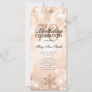 Elegant Winter 70 Birthday Program Rose Gold Menu Invitation