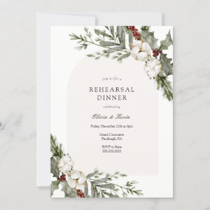 Elegant Winter Arch Wedding Rehearsal Dinner Invitation