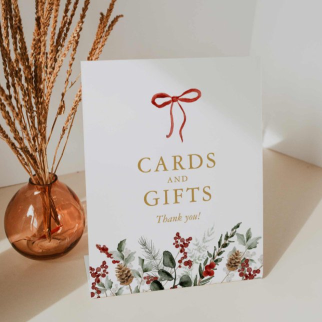 Elegant Winter Baby Shower Cards and Gift Pedestal Sign (Winter Baby Shower Cards and Gifts Sign)