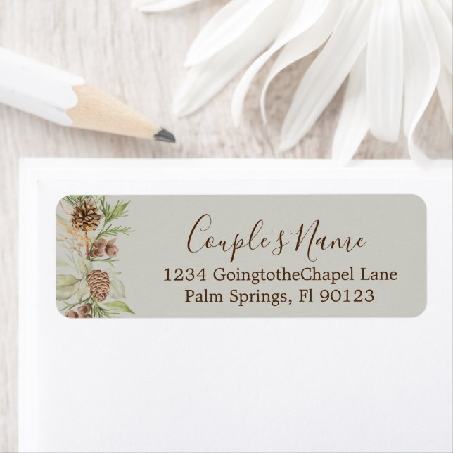 Elegant Winter Beige Wedding Return Address Label (Insitu)
