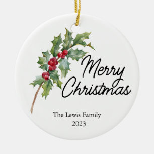 Elegant Winter Berries Holiday Party Ceramic Tree Decoration