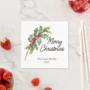 Elegant Winter Berries Holiday Party  Napkin