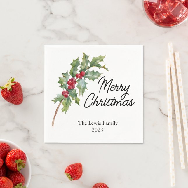 Elegant Winter Berries Holiday Party  Napkin (Insitu)