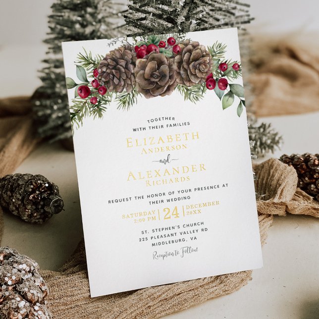 Elegant Winter Berries Pine Cone Christmas Wedding (Creator Uploaded)