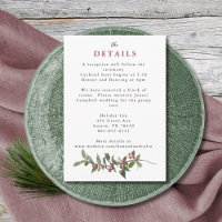 Elegant Winter Berries Red Green Watercolor