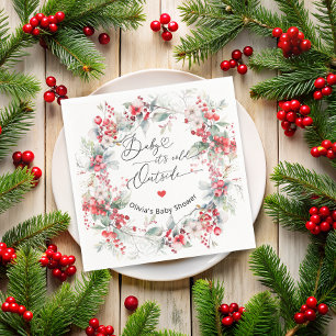 Elegant Winter Berry Baby Shower Napkin