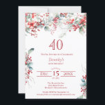 Elegant Winter Berry Botanical 40th Birthday Invitation<br><div class="desc">Invite your guests to a special winter or Christmas birthday party with this elegant red berry and sage green foliage floral design. Deep red berries are nestled in leaves and branches. Red text adds to the festive mood. This item is part of the Winter Berry Collection. It contains templates you...</div>