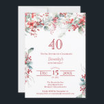Elegant Winter Berry Botanical 40th Birthday Invitation<br><div class="desc">Invite your guests to a special winter or Christmas birthday party with this elegant red berry and sage green foliage floral design. Deep red berries are nestled in leaves and branches. Red text adds to the festive mood. This item is part of the Winter Berry Collection. It contains templates you...</div>