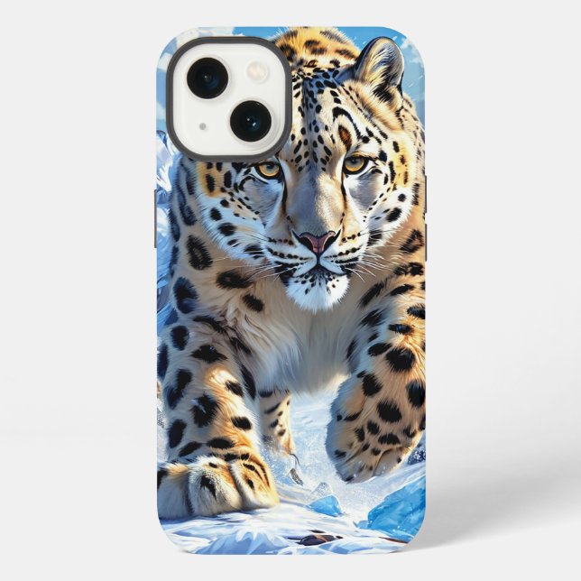 Elegant Winter Big Cat Aesthetic Design iPhone Case (Back)