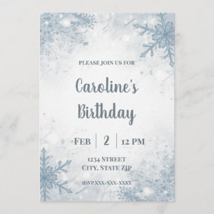 Elegant Winter Birthday Invitation – Snowflakes