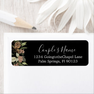 Elegant Winter Black Wedding Return Address Label