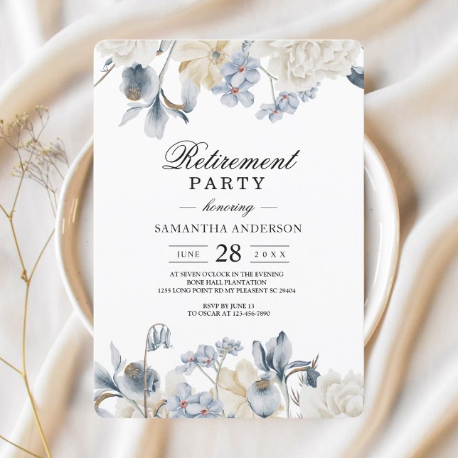 Elegant Winter Blue And White Flowers Invitation (Creator Uploaded)