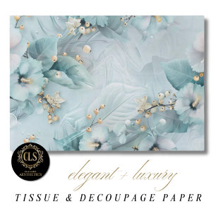 Elegant Winter Blue Florals Luxe Aesthetics  Tissue Paper