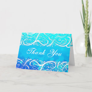 Elegant Winter Blue Flourishes Thank You Card