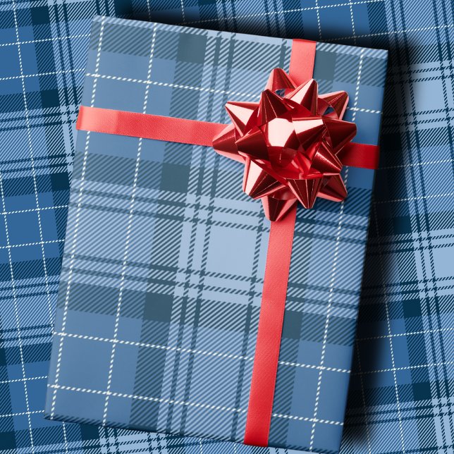 Elegant Winter Blue Tartan Plaid Gender-Neutral Wrapping Paper (Creator Uploaded)