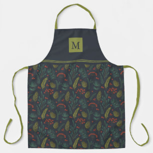 Elegant Winter Botanical Apron