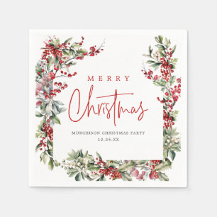 Elegant Winter Botanical Christmas Holiday Party Napkin