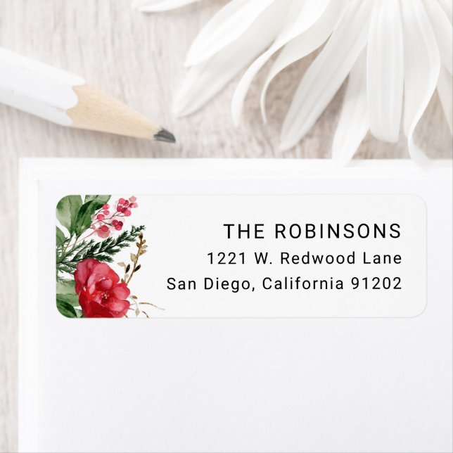 Elegant Winter Botanical Foliage Return Address (Insitu)