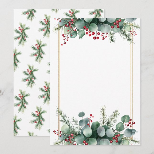 Elegant Winter Botanical Wedding Invitation  (Front/Back)