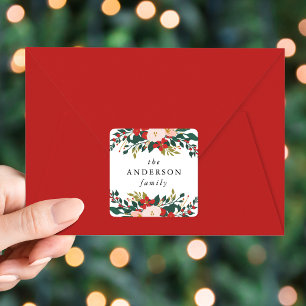 Elegant Winter Botanicals Holiday Square Sticker