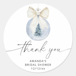 Elegant winter bridal shower classic round sticker