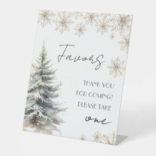 Elegant Winter Bridal Shower Favours Table Pedestal Sign