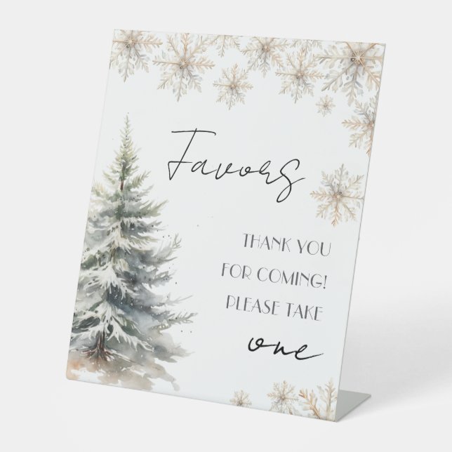  Elegant Winter Bridal Shower Favours Table Pedestal Sign (Front)