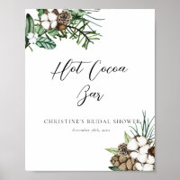 Elegant Winter Bridal Shower Hot Cocoa Sign