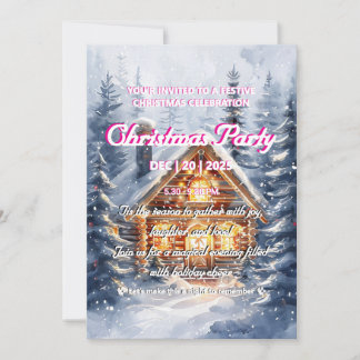 Elegant Winter Cabin Christmas Party Invitation