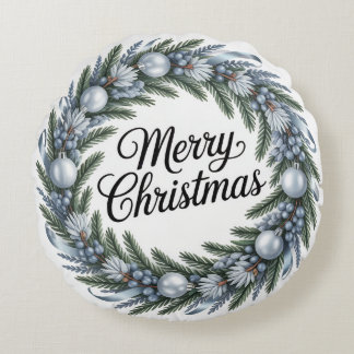 Elegant Winter Cheer Round Cushion