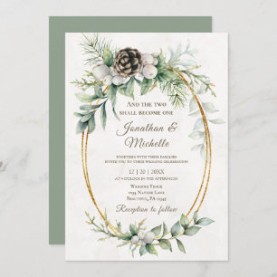 Elegant Winter Christmas Floral Christian Wedding Invitation