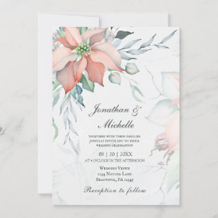 Elegant Winter Christmas Floral Christian Wedding Invitation