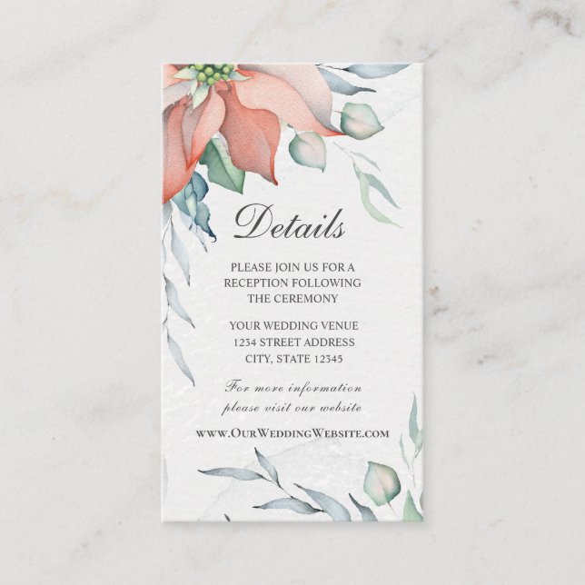 Elegant Winter Christmas Holiday Watercolor Floral Enclosure Card (Front)