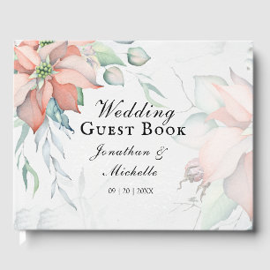 Elegant Winter Christmas Holiday Watercolor Floral Guest Book