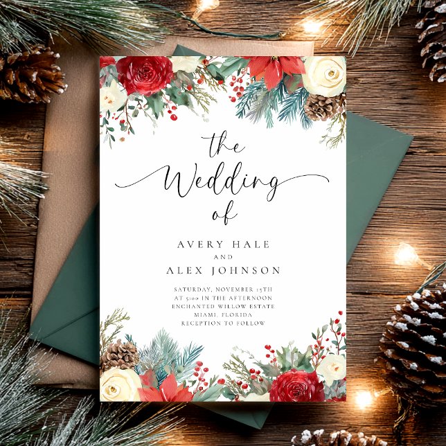 Elegant Winter Christmas Holiday Wedding  Invitation (Creator Uploaded)