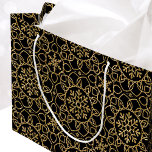 Elegant Winter Christmas Snowflake Gold Black Large Gift Bag<br><div class="desc">Looking for a classy winter-themed gift bag for Christmas or holiday celebrations? This chic design features interconnected flower shapes,  heart-shaped petals,  and decorative snowflakes. An all-over pattern,  printed with a faux gold glitter effect against a black background. An elegant way of presenting a gift to someone special!</div>